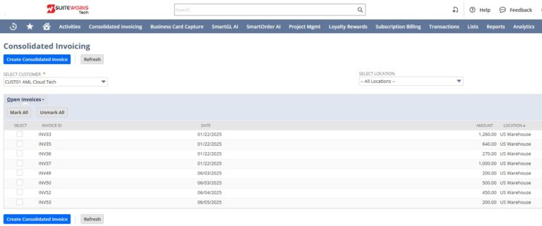 NetSuite Consolidated Invoicing SuiteApp