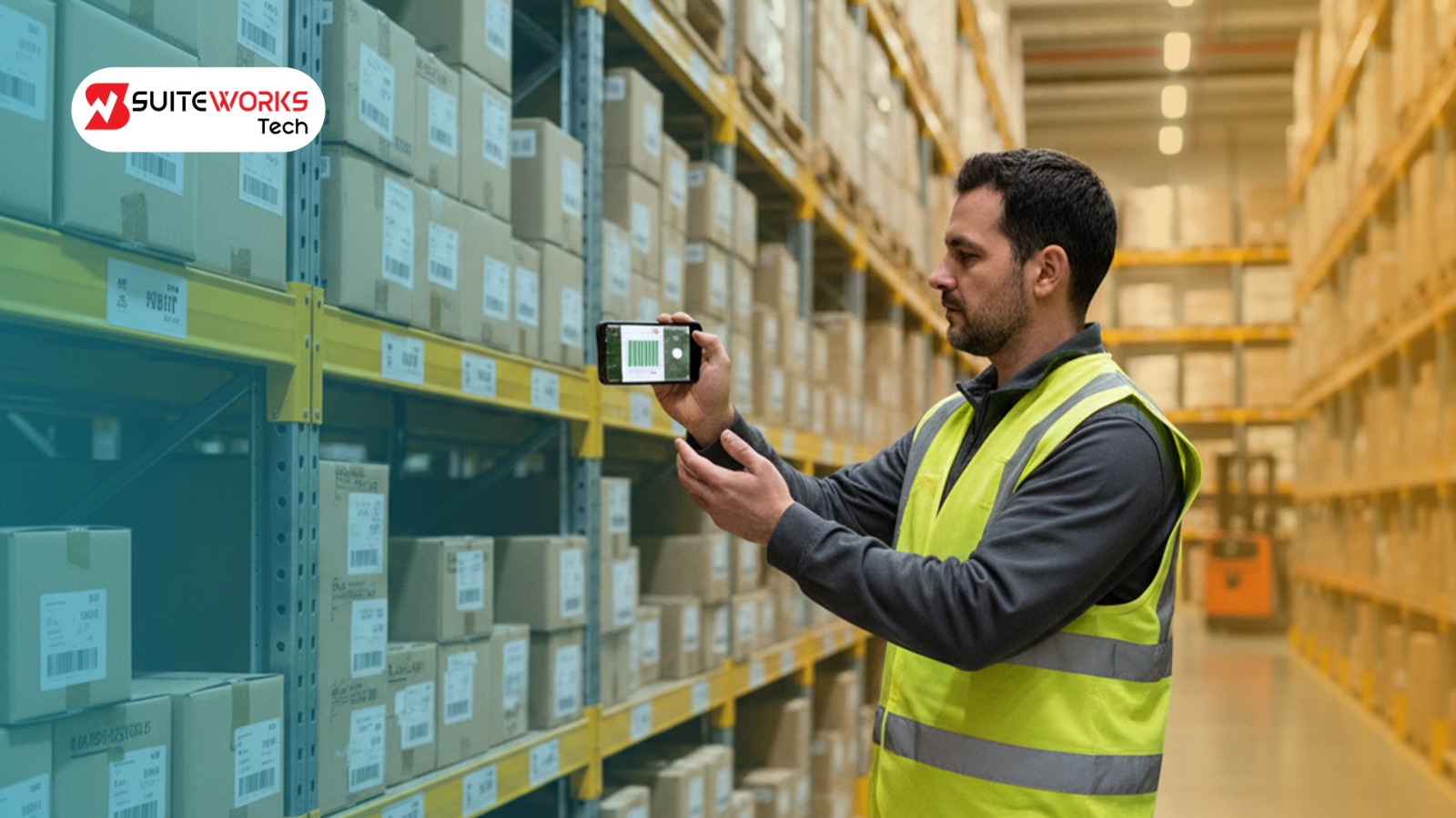 NetSuite WMS Mobile App by SuiteWorks Tech for barcode and QR code scanning in warehouse operations