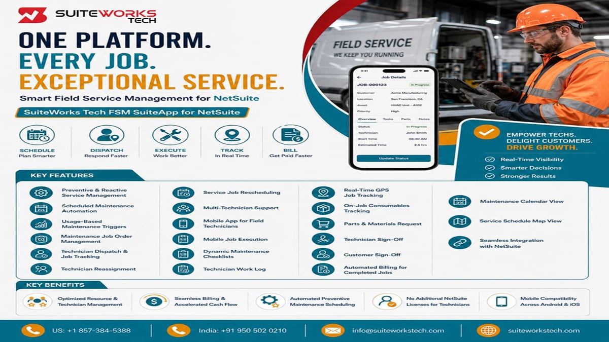 NetSuite Field Service Management for Technician Scheduling and Job Tracking