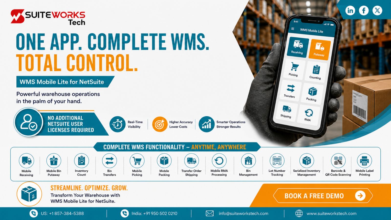 NetSuite WMS Mobile App warehouse barcode scanning and inventory management